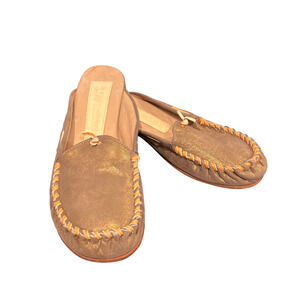 Jim Barnier Women's Size 10.5 Moc Clog Brown Gold Distress Leather Free People